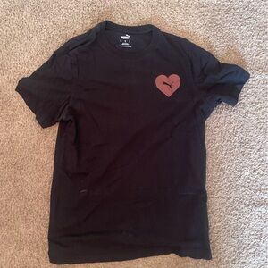 Puma Black Tee with Red Heart Logo